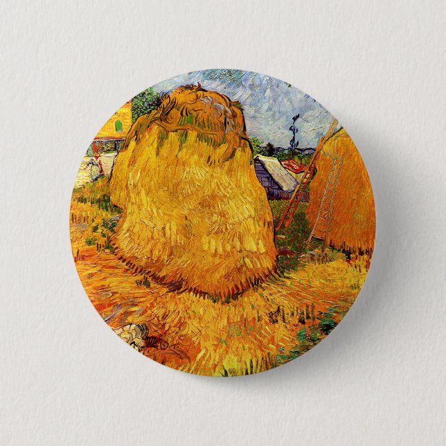 Haystacks in Provence by Vincent van Gogh 6 Cm Round Badge (Front)