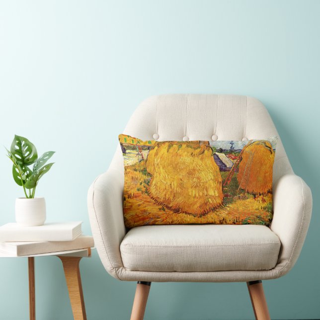 Haystacks in Provence by Vincent van Gogh Lumbar Cushion (Chair)