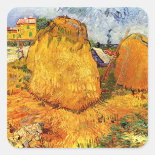 Haystacks in Provence by Vincent van Gogh Square Sticker