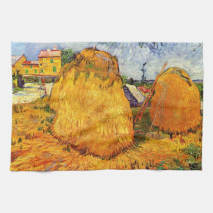 Haystacks in Provence by Vincent van Gogh Tea Towel