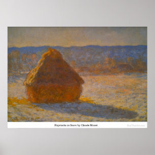 Haystacks in Snow by Claude Monet Poster