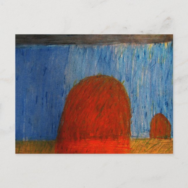 Haystacks in the Rain Postcard (Front)
