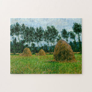 Haystacks Overcast Day Monet Fine Art Jigsaw Puzzle