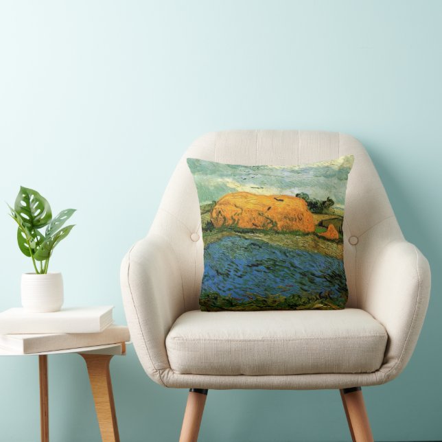 Haystacks Under a Rainy Sky by Vincent van Gogh Cushion (Chair)