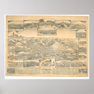 Hayward, CA. Panoramic Map (0696A) Poster