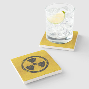 Hazard Radiation Warning Stone Coaster