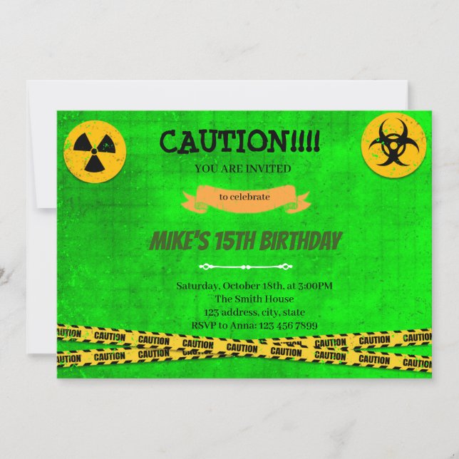 Hazardous teen birthday Invitation (Front)