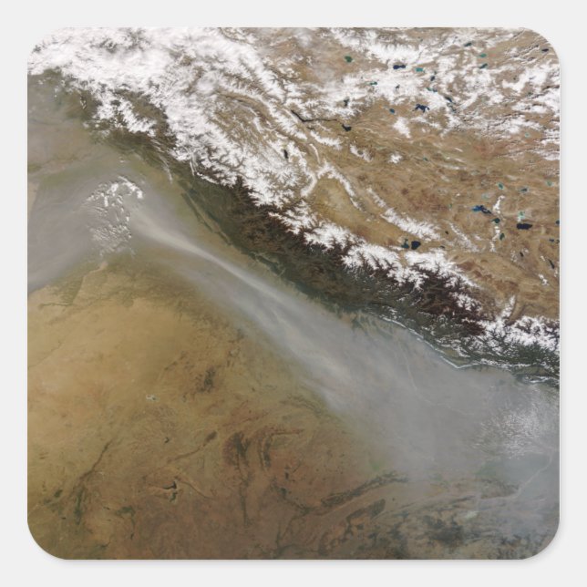 Haze along the Himalaya Mountains Square Sticker (Front)