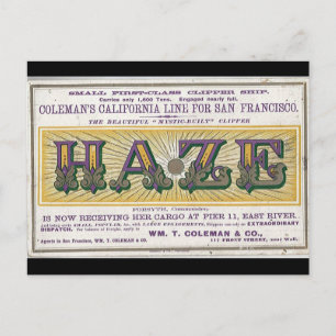 Haze Clipper sailing ship 1900 Postcard
