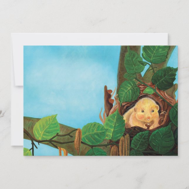 Hazel dormouse eating hazelnut  invitation (Front)