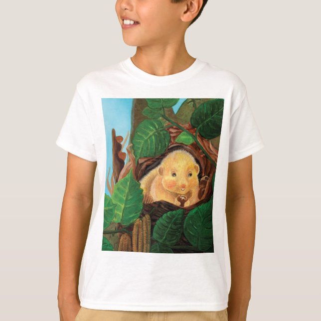 Hazel dormouse eating hazelnut   T-Shirt (Front)