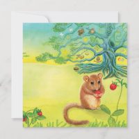 Hazel Dormouse Eating Wild Strawberry