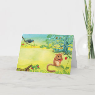 Hazel Dormouse Eating Wild Strawberry Card