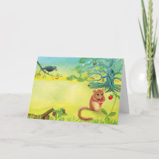 Hazel Dormouse Eating Wild Strawberry  Card