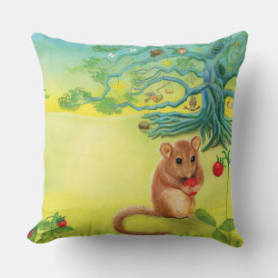 Hazel Dormouse Eating Wild Strawberry   Cushion