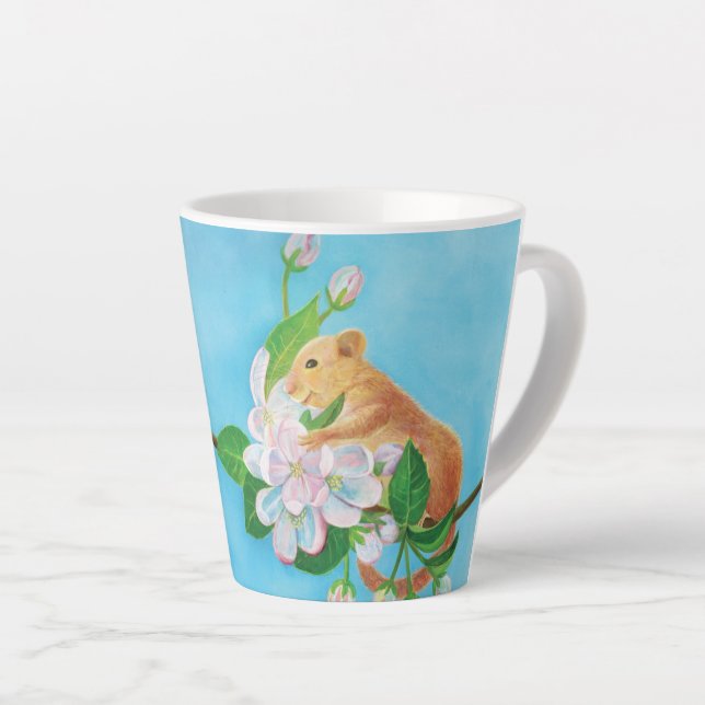 Hazel Dormouse Muscardinus avellanarius in Spring Latte Mug (Right Angle)