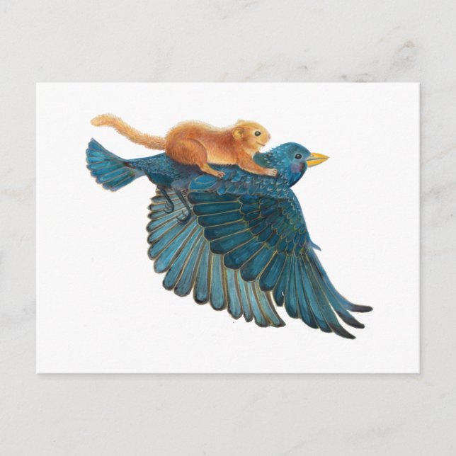Hazel dormouse & Starling flying   Postcard (Front)