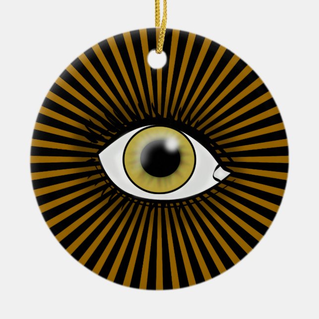 Hazel Eye of Horus Ceramic Tree Decoration (Front)