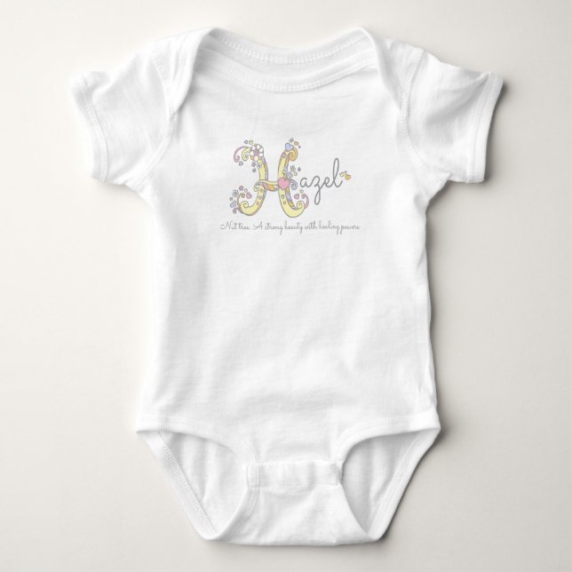 Hazel girls H name meaning monogram baby apparel Bodysuit (Front)
