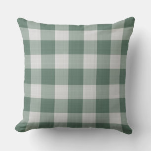 Hazel Green and white Checkered gingham Plaid Cushion