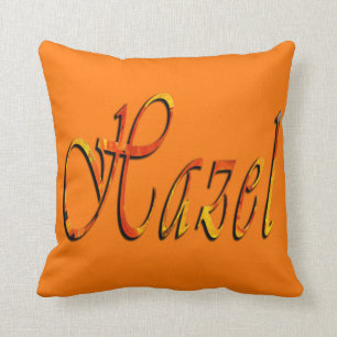 Hazel, Name, Logo, Orange Throw Cushion