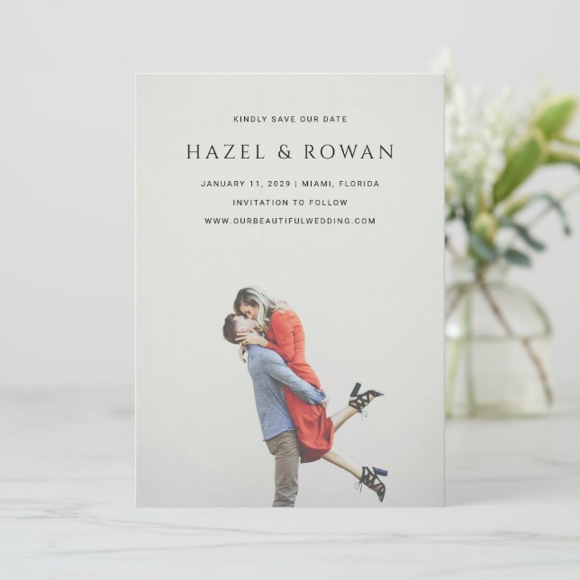 Hazel Photo Modern Wedding Save The Date (Standing Front)