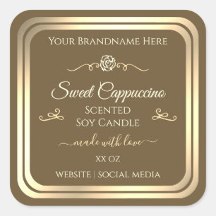 Hazelnut Brown and Gold Product Label Vintage Rose