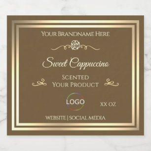 Hazelnut Brown Product Label Gold Frame with Logo