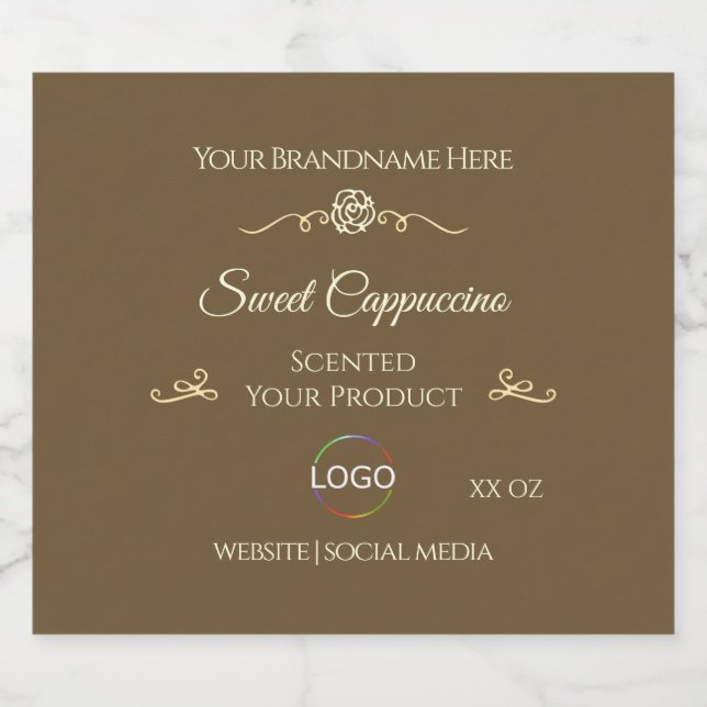 Hazelnut Brown Product Label Gold Frame with Logo (Single Label)