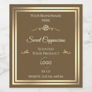 Hazelnut Brown Product Label Gold Frame with Logo