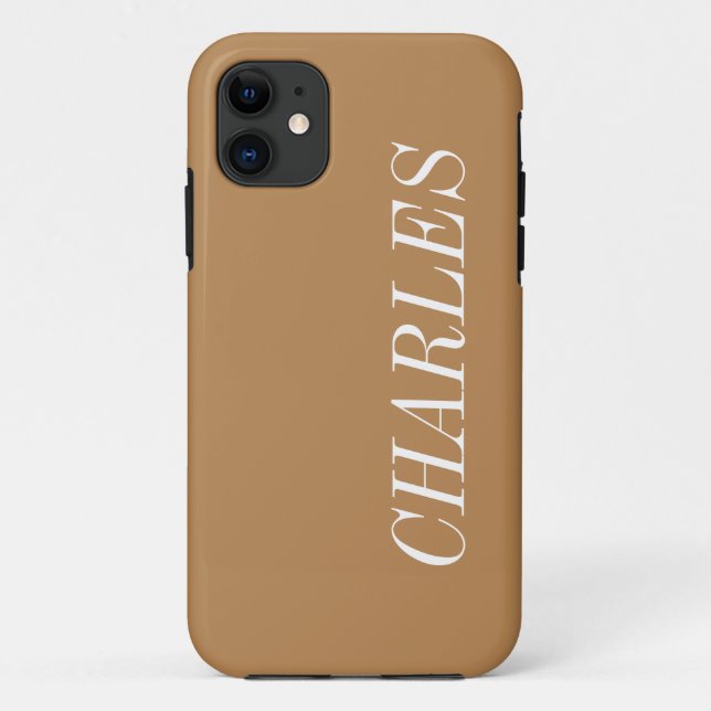 Hazelnut Brown Solid Colour | Minimalist Name Case-Mate iPhone Case (Back)
