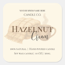 Hazelnut Cream | Cozy Neutral Soy Candle Label