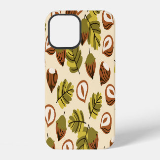 Hazelnut Leaves Acorns Seamless Pattern iPhone 12 Case