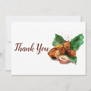 Hazelnuts Watercolor Thank You Card