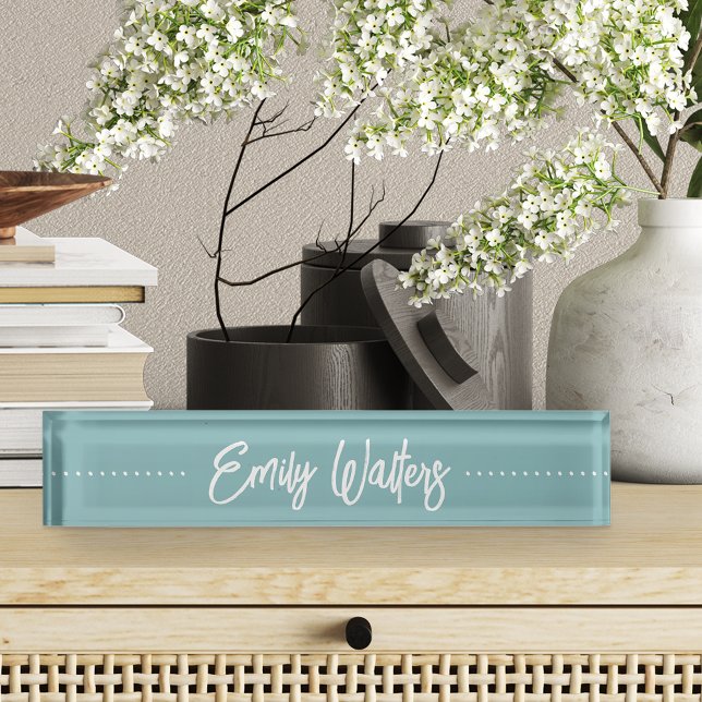 Hazy Aqua Sketched Cursive Script Nameplate (Creator Uploaded)