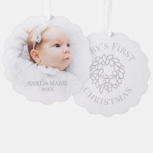 Hazy Baby’s First Christmas Photo  Tree Decoration Card