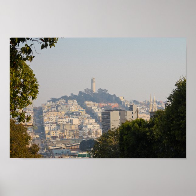 Hazy Coit Tower, San Fancisco, California Poster (Front)