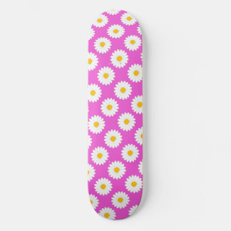 Hazy Daisy Flower Pattern Pink Skateboard