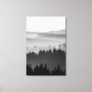 Hazy Forest Hills Black and White Landscape Photo Canvas Print