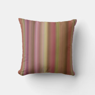 Hazy Garden Pink, Brown, and Green Stripe Cushion