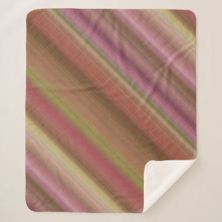 Hazy Garden Pink, Brown, and Green Stripe Sherpa Blanket