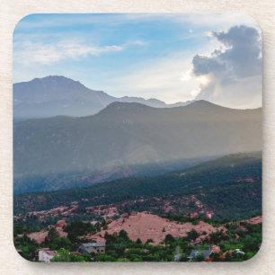 Hazy Pikes Peak Sunset Coaster Set