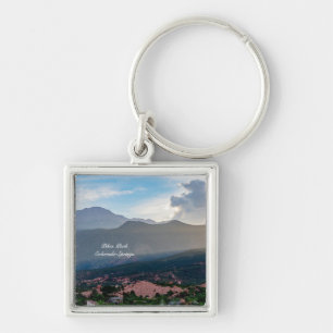 Hazy Pikes Peak Sunset Square Keychain