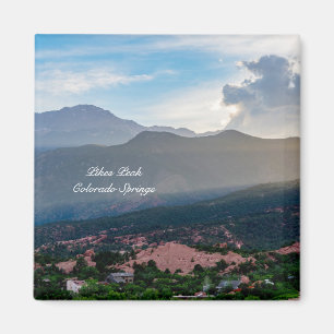 Hazy Pikes Peak Sunset Square Magnet
