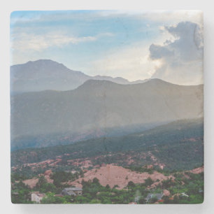 Hazy Pikes Peak Sunset Stone Coaster