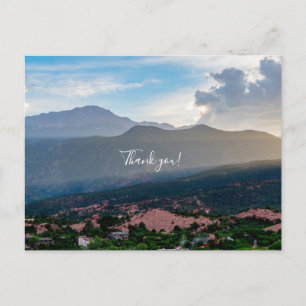Hazy Pikes Peak Sunset Thank You Postcard