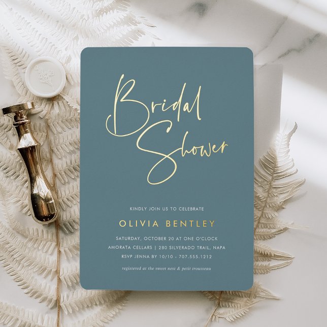 Hazy Teal | Modern Minimalist Script Bridal Shower (Creator Uploaded)