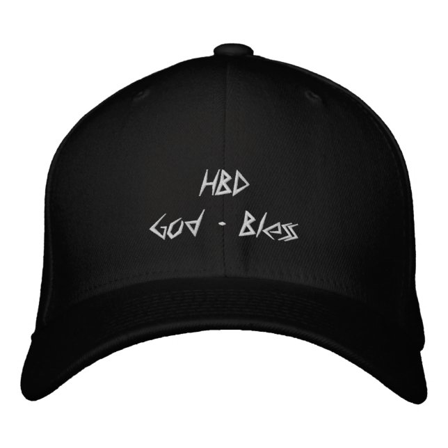 HBD God Bless Front - M Back Black Flexfit Wool  Embroidered Hat (Front)