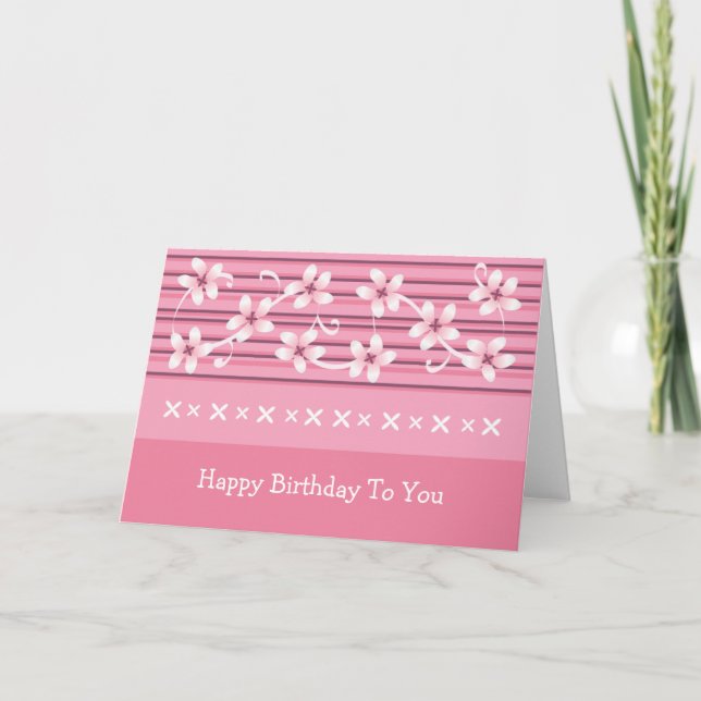 HBD pink flowers Card (Front)