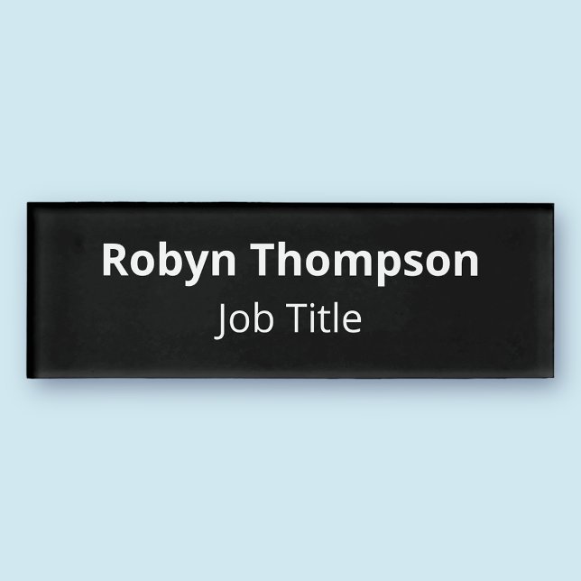 HD Acrylic Professional Name Tag Magnetic Black (MISOOK Magnetic Simple Black Name Tag)